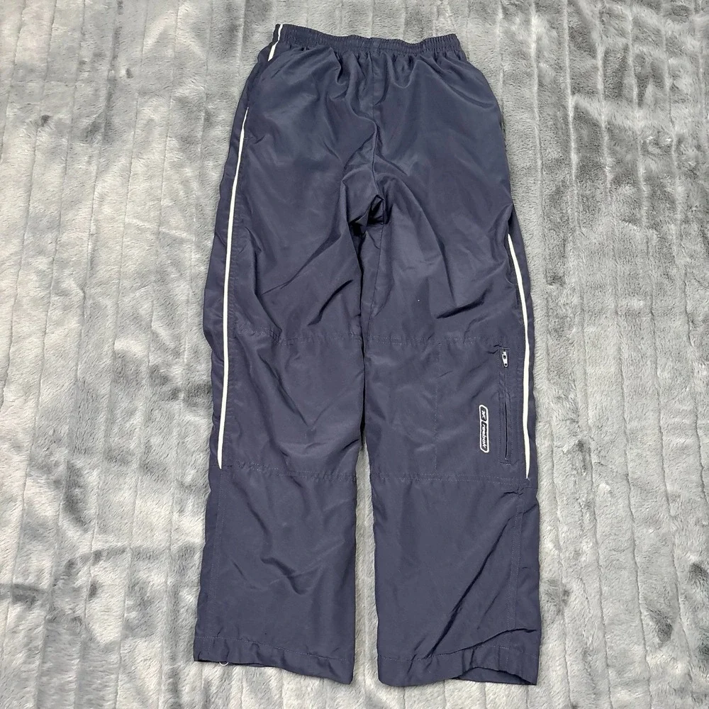 Vintage Reebok Boys Navy Nylon Windbreaker Track Pants White Stripe Size M 10